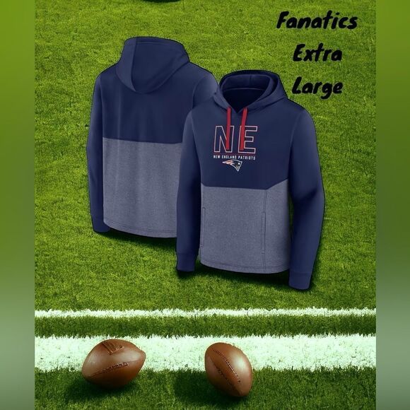 FANATICS NEW MENS PULLOVER HOODIE SWEATSHIRT NEW ENGLAND PATRIOTS XL NAVY - Picture 1 of 3